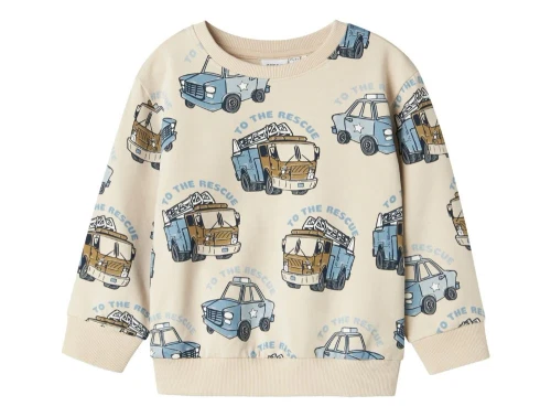 Name It sweatshirt peyote med redningskøretøjer